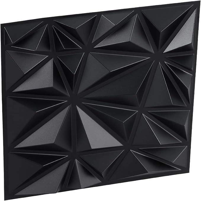 VEVOR 3D Wall Panels, 33-Pack 11.81 x 11.81 in PVC Modern Art Minimalist Diamond Tiles, 32 Sq.Ft Coverage Accent Wall Panel, Interior Home Decor for Ceiling, Bedroom, Living & Gaming Room, Matte Black - Image 10