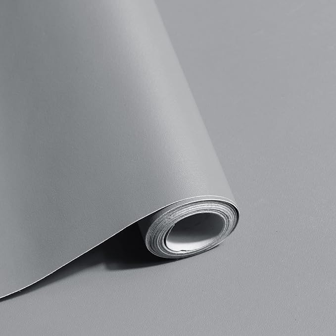 Safiyya Grey Peel and Stick Wallpaper Grey Contact Paper Wall Paper Removable Decorative Self Adhesive Wallpaper Vinyl Rolls for Wall 118"x17.7" by SAFIYYA