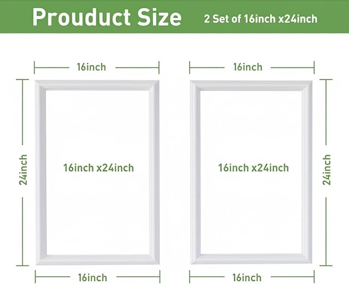 Pre Cut Wall Molding Kit, 2 Set 16" x 24", Ready-to-Assemble, Paintable | Peel And Stick Wainscoting Panels, Waterproof, Lightweight Wall Moulding Panel for Interior Walls Door Island Picture Frame - Image 2