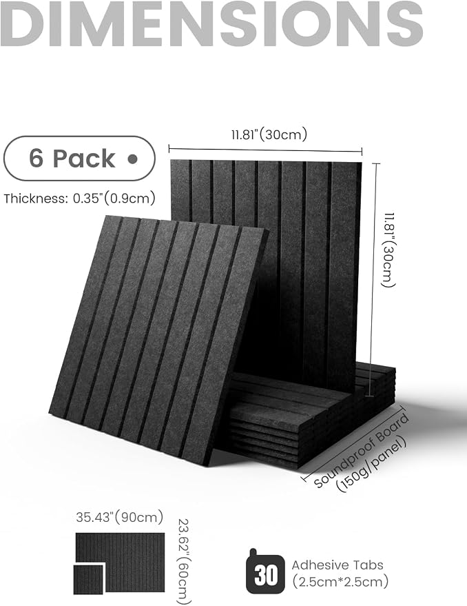 Fluxynara 36" x 24" Large Felt Bulletin Board, Charcoal Gray | 6 Pack Cork Board Alternative with 30 Safe Adhesive Tabs, Pin Boards for Wall Decor, Home, Office, Classroom,Dorm - Image 2