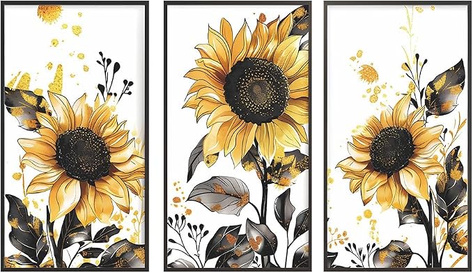 Sunflower Wall Stickers Floral Wall Art Decal Decor for Bedroom Living Room Offices Home Decoration by CNUSER