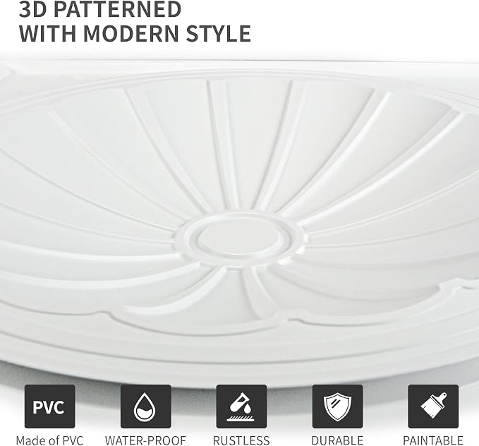 Art3dwallpanels Ceiling Tiles 12 Pack, 24 x 24 Inch, White | 3D Recessed Circle PVC Ceiling Panels, Fireproof Waterproof Light Tiles, 12 Pack 24"×24" Drop In Ceiling Decoration - Image 4