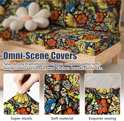 8Pcs Outdoor Cushion Covers, Stretch Patio Furniture Couch Chair Slipcovers - Image 4
