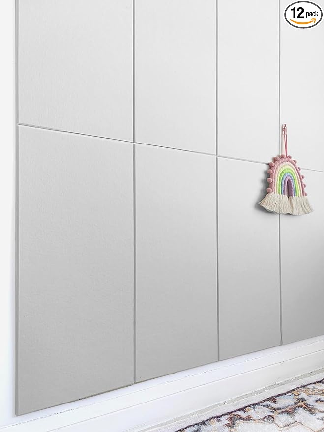 Acoustic Panels 12-Pack Soundproof Wall Panels 24"X12"X0.35" Sound Panels High Density Sound Dampening Panels - White by DesignerManufacturerofInnovativeBulletinBoardSolutionsforHomeOffice