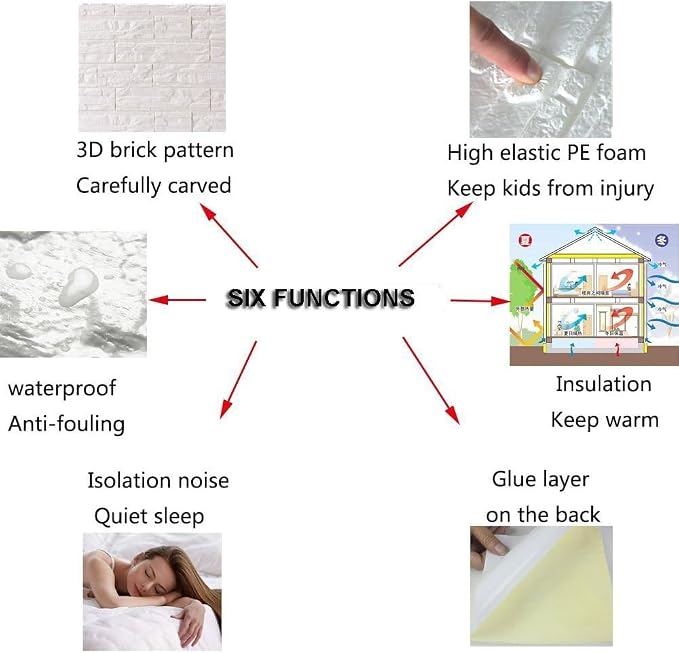 24Pcs 3D Faux Stone Wall Panels Self-Adhesive Foam Wallpaper White | Faux Brick Interior Wall Covering Panels Thick Peel and Stick Waterproof Textured Wallpaper for Home Office Walls Decorative - Image 3