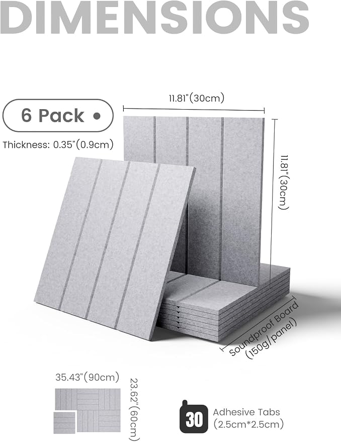 Fluxynara 36" x 24" Large Felt Bulletin Board, Soft Gray | 6 Pack Cork Board Alternative with 30 Safe Adhesive Tabs, Felt Pin Boards for Wall Decor, Home, Office, Classroom, Dorm - Image 2