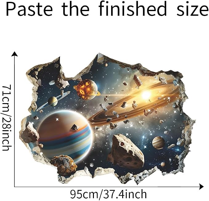 Quanhaigou 3D Galaxy Outer Space Wall Decals Stickers Wall Murals Wallpaper Decor for Home Floor Living Room (Universe Planet) - Image 5