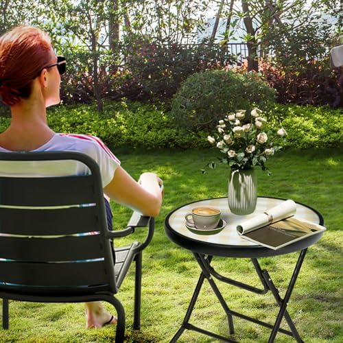Outdoor Side Table, Small Patio End Table, Yellow - Image 7