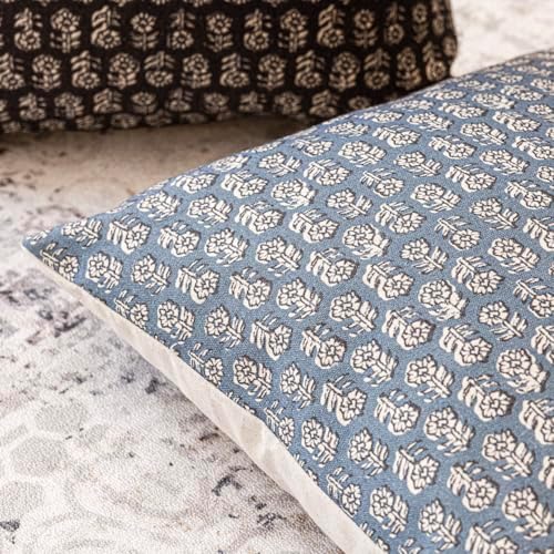 Foindtower Long Floral Print Lumbar Throw Pillow Covers 14×36 Dusty Blue - Image 3