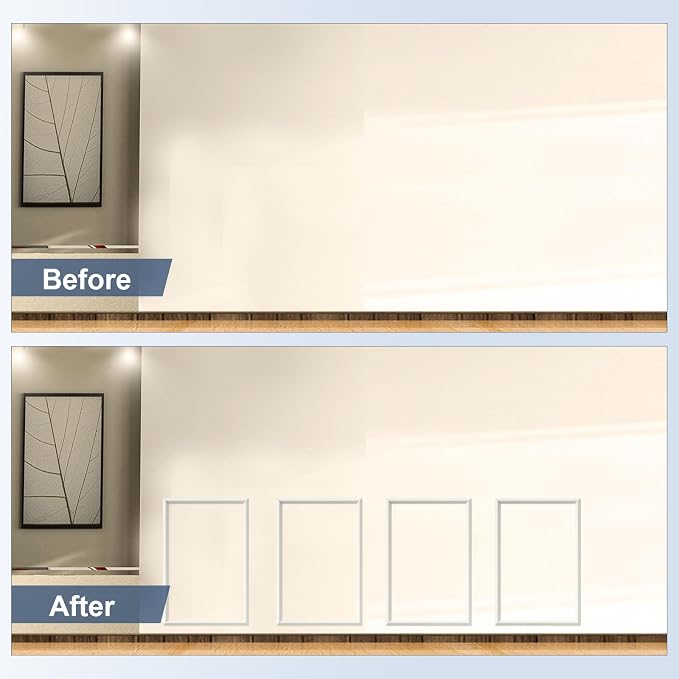 NeatiEase 4 Set Peel and Stick Wall Molding Trim Kit, 16" x24" Premade Wainscoting Panels, Self Adhesive Moulding Panel for Interior Walls Picture Frame - Image 3