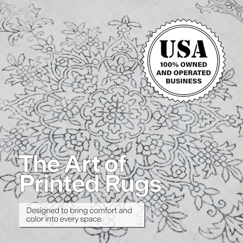 ReaLife Rugs Machine Washable Area Rug Runner - Living Room Bedroom Bathroom Kitchen Entryway Office - Padded Low Pile Stain Resistant Premium - Boho Farmhouse Vintage - Paige - Ivory 2'6" x 8' - Image 4