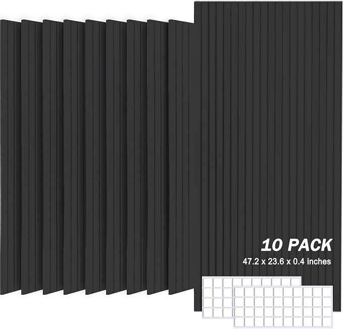 Large Acoustic Panels, 48"X24"X0.4" Sound Proof Foam Panels for Walls, Sound Dampening Panels, Soundproof Wall Panels for Home Studio&Office Decor. (Black, 10) by Unknown