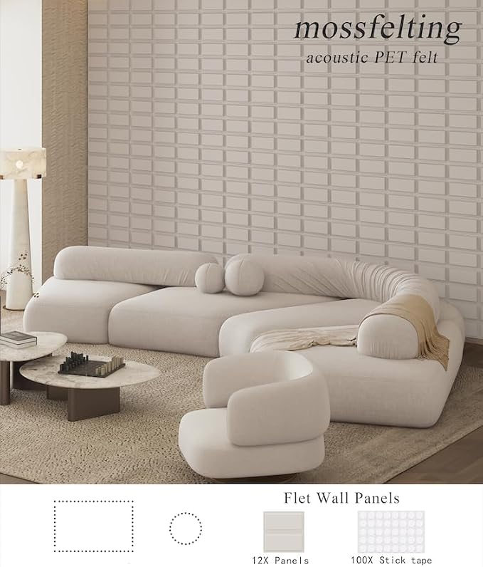 12 Pack 3D Wall Panels for Interior Wall Decor, Accent Wall Panels for Office Living Room Bedroom Hotel Lobby, 12''x12'' Fiber Chocolate Wallpapers Cover 12.Sq.Ft（Gray） - Image 8