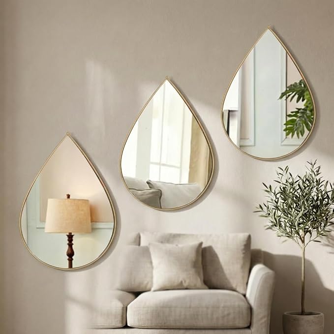 DECANIT Decorative Wall Mirrors Set of 3,Gold Accent Hanging Mirrors for Living Room, Bedroom & Entryway – Modern Farmhouse & Boho Home Decor - Image 2
