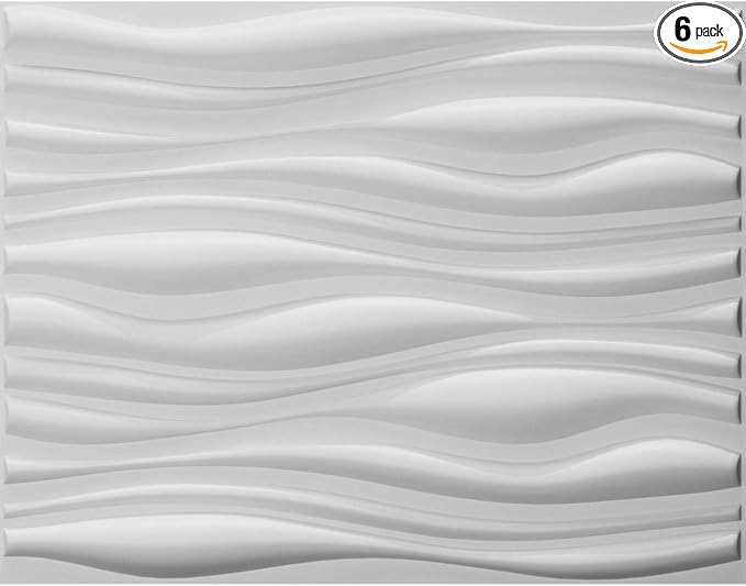 Art3d 31.5"x24.6" (Pack of 6) Wall Panel Plant Fiber, White by Art3d