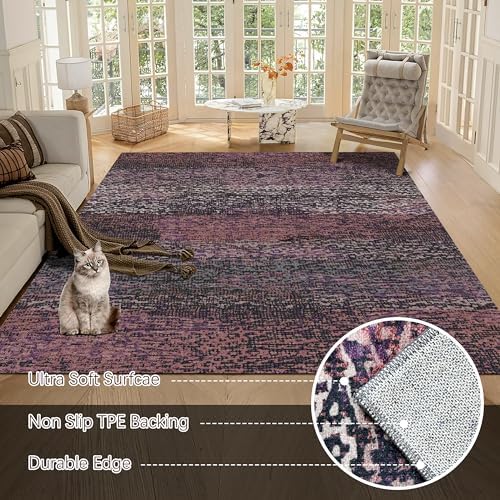 RUGSURE Washable Area Rug - 1/6 Thick - Stain & Water Resistant Non-Slip - Resistant Rug for Living Room, Bedroom, Nursery, Pet & Child Friendly, Vintage Charm Area Rugs (Burgundy, 8' x 10') - Image 5