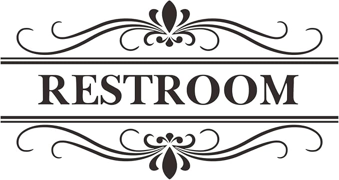 Restroom Sign Wall Decal Vinyl Stickers | Removable, Cute Art Design, DIY Sticker Mural, For Restroom Bathroom Washroom WC Toilet Door Decoration by Thovorrnl