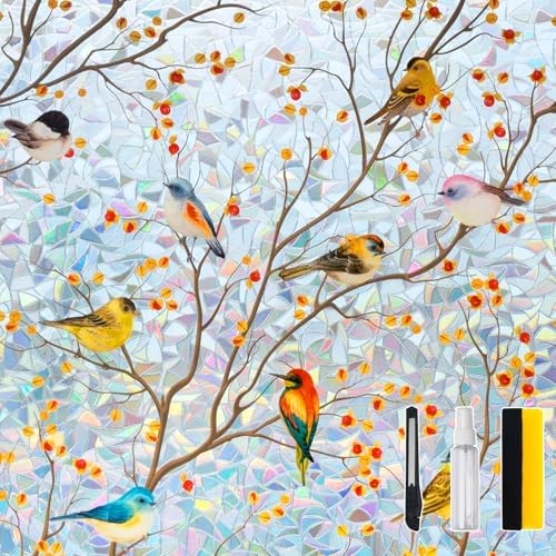 DKTIE Country Rustic Window Privacy Film Rainbow Film, 17.7" x 118.1" by Dktie