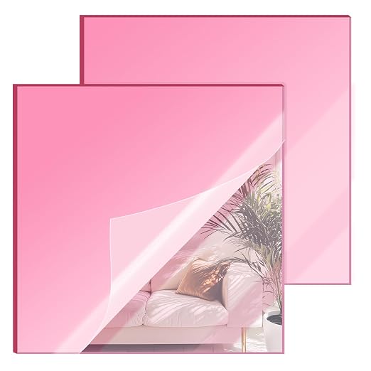 12x12 Inches Pink Mirror Acrylic Sheet – 2 Pcs Reflective Acrylic Panel for DIY Crafts, Home Décor & More (30x30 cm) by SAKRNIC