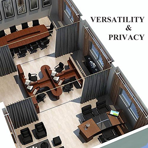 NICETOWN Room Dividers Curtains Screens Partitions, Premium Heavyweight Laundry Room Divider for Office, Vintage and Sliding Room, Including 16 Silver Ring Top (1 Panel, 15ft Wide x 8ft Long, Gray) - Image 5