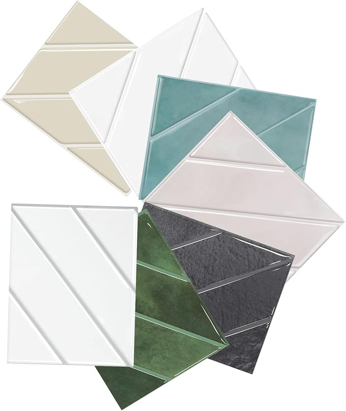 STICKGOO Herringbone Peel and Stick Backsplash Sample Kit, 6.3 x 4.9 in | Quarter-Size Color Samples, Preview the Look and Feel Before Buying, Multiple Colors, Thicker Vinyl, Kitchen/Bathroom by STICKGOO