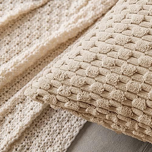 MIULEE Lumbar Decorative Throw Pillow Covers 12x20 Neutral Tan Corduroy - Image 2
