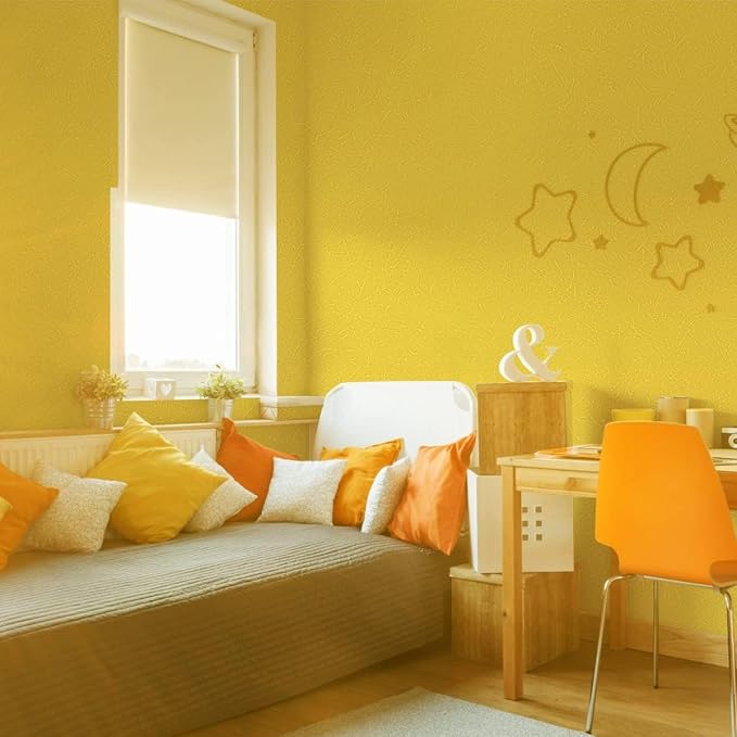 Yellow Peel and Stick Self Adhesive Wallpaper Countertop Contact Paper | Removable Embossed Silk Waterproof Bathroom Wallpaper 15.7" X 393.7" Kitchen Vinyl Wrap for Cabinet Shelf Liner Paper - Image 3