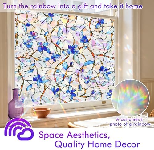 SOMWISE Rainbow Stained Glass Window Privacy Film,Heat Blocking Save Energy - Image 3