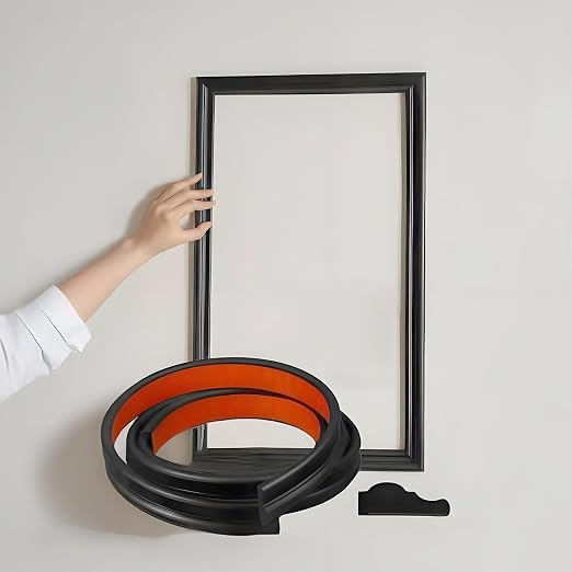 20FT×0.9'' Peel and Stick Wall Molding Trim, TPE Rubber Flexible Chair Rail for Mirror Frames, Doors & Home Decor - Matte Black (Note: Heat Treatment Required for Best Adhesion) by Unknown
