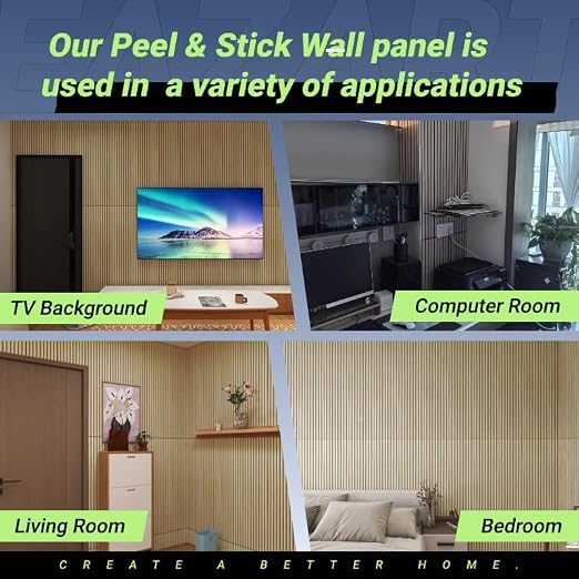 Modern Wood Slat Wall Panels, Peel and Stick Acoustic Panels, Self-Adhesive Wall Covering and Easy Installation, 8-Pack 47.24x11.81in. Natural Wood Finish (Oak) - Image 5