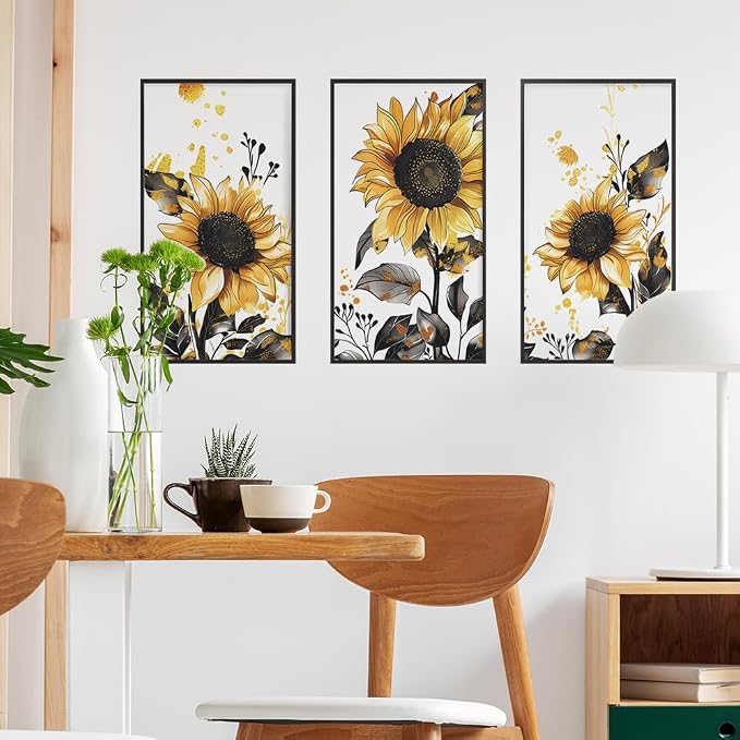 Sunflower Wall Stickers Floral Wall Art Decal Decor for Bedroom Living Room Offices Home Decoration - Image 2