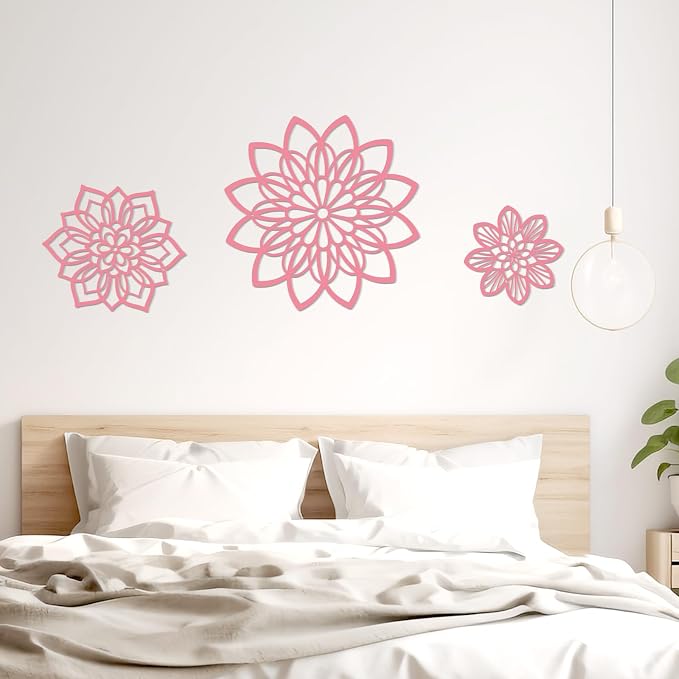 Zzbakress 3 Pcs Metal Flowers Wall Art Bathroom Wall Decor (Pink Elegant) | Farmhouse Flower Bathroom Decor Wall Decorations For Bathroom, Living Room, Office, Kitchen, Hallway And Outdoor - Image 5