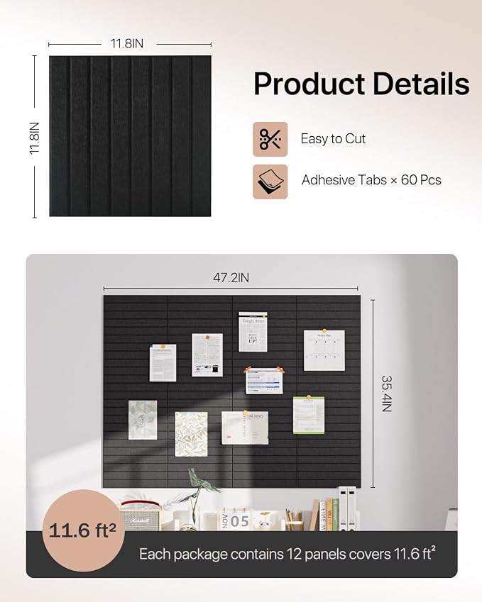 Acoustic Panels 12 Pack Square Soundproof Wall Panels with 60 Adhesive Tapes, High Density Acoustic Foam Panels Sound Proof Foam for Home Office, Recording Studio, Ceiling, 12" X 12" X 0.4" - Image 5