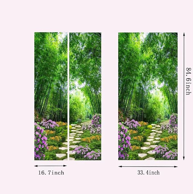 artfanke 3D Peel and Stick Door Murals 33.5"x84.6"- Self-Adhesive Door Stickers Wallpaper- Beautiful Bamboo Garden Wall Poster for Home Wall Decor (2 Sheets/Set) - Image 4