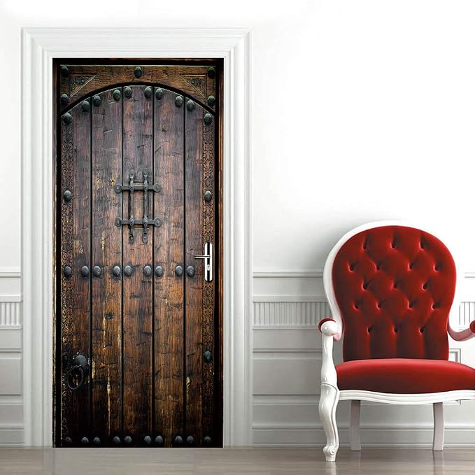 COLORSPRING 3D Door Stickers Peel and Stick, Vintage Door Decal Cover | Removable Self-Adhesive Wallpaper Mural for Home Décor - Image 2