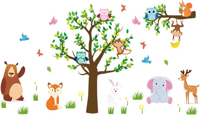 Arawat Animal Tree Wall Decals Decor for Bedroom Living Room Zoo Stickers for Living Room 3D DIY Wall Décor Stickers & Murals Art as Decorations - Image 9