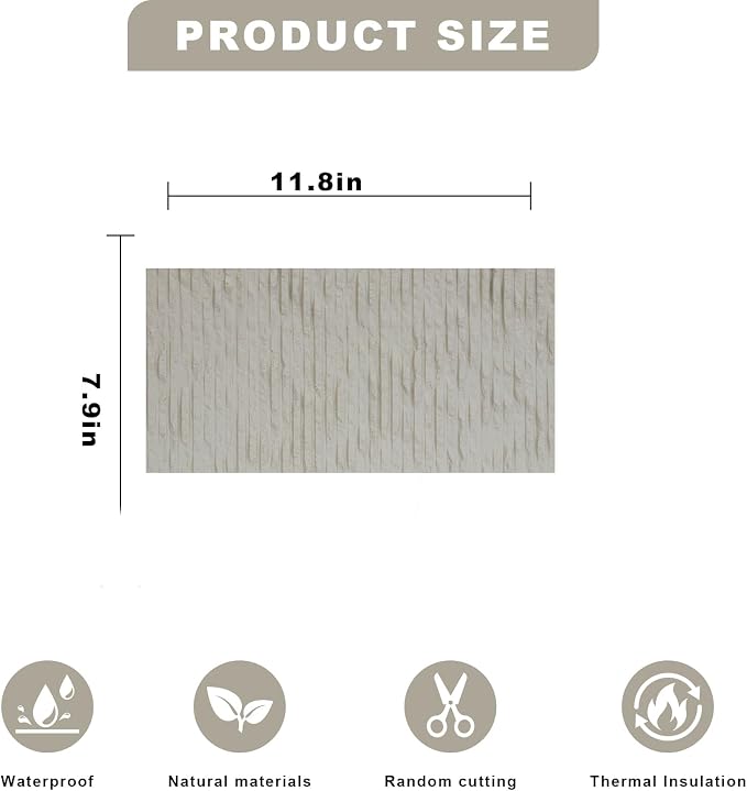3D Wall Panels - 1PCS 7.9"x11.8" Faux Stone Wall Covering - MCM Modified Clay Material for Home Art, Accent Brick, Modern Exterior/Interior Decoration, Sample-White Texture - Image 2