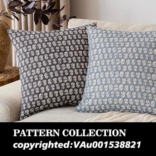 Foindtower Decorative Floral Print Throw Pillow Covers 18×18 Inch,Black - Image 4