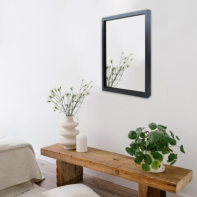 2 PCS Wooden Frame Square Decor Mirror 12.6" Unbreakable Acrylic Mirror - Image 5