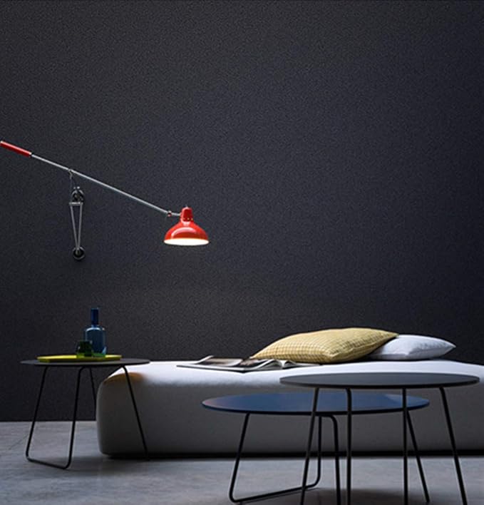 23.6 in x 236.2 in Black Wallpaper Black Peel and Stick Wallpaper | Soild Matte Textured Self Adhesive Removable Vinyl Film Paper for Cabinets Countertops Wall Decoration Coverings - Image 2