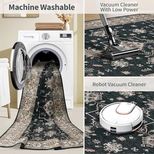 Rugxara Black 6x9 Area Rugs Washable Rug for Living Room Dining Bedroom - Image 6