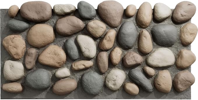 EverStone River Rock Faux Rock Panel, 49"W x 24 3/4"H x 3"D, Pebble Mix Color by EkenaMillwork