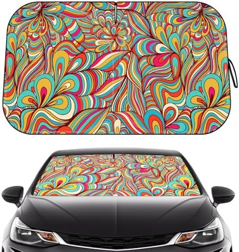 Car Windshield Sun Shade, Foldable Reflective UV Front Sunshade by LEVOTIYER