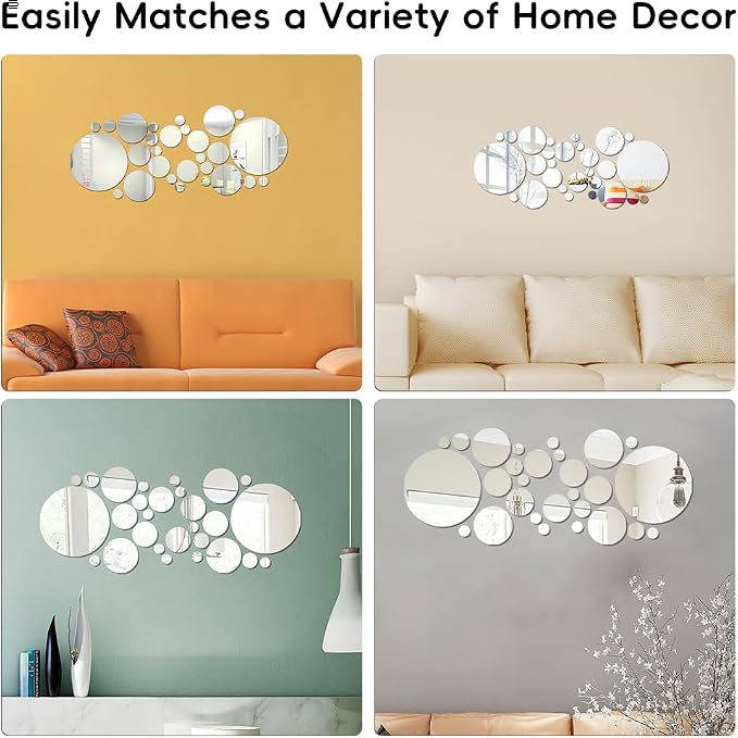 32Pcs Mirror Wall Stickers, Small Circle Ceiling Mirrors for Wall Decor - Image 3