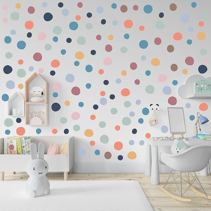 300 Pcs Unique Removable Boho Soft Color Polka Dots Wall Decals Set | 10 Sheets Waterproof Peel & Stick Matte Dots Vinyl Stickers for Bedroom, Living Room & Accent Wall Decor(Mixed Size 1.2–2 in) - Image 3