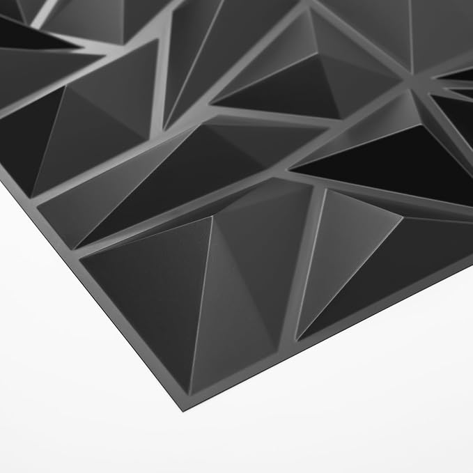 Art3d 50-Pack Modern Diamond Textured 3D Wall Panels, 12 x 12 in, Black | Light PVC, Waterproof, Scratch Proof, Decorative Wall, Ideal for Home, Office & Commercial Spaces - Image 8