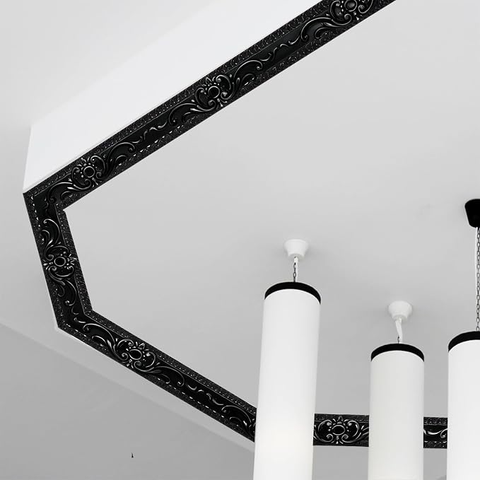 NeatiEase Flexible Molding Trim Wall Trim Self Adhesive, 16.4 Feet Peel and Stick Mirror Frame Border, Waterproof Bathroom Decor, Home Decor (Black) - Image 5