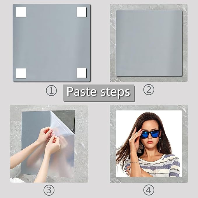 Acrylic Mirror Tiles, 8x8 in Shatterproof Wall Mirrors, 4 Pack - Image 4