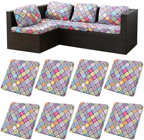 8 Pcs Outdoor Cushion Covers, Patio Sofa Cushion Covers Replacement by BIETYONE