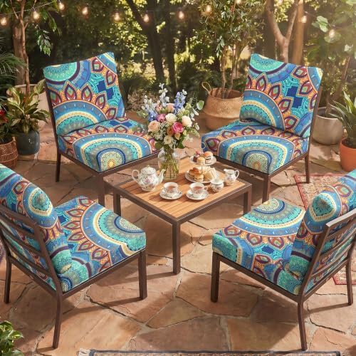 8Pcs Patio Cushion Covers Stretch Outdoor Furniture Protector Slipcovers - Image 6